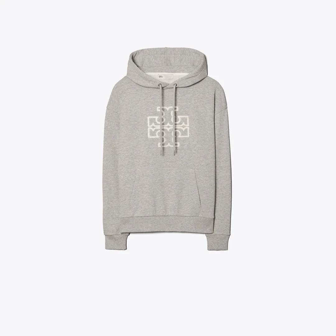 Heavy French Terry Logo Hoodie by Tory Burch
