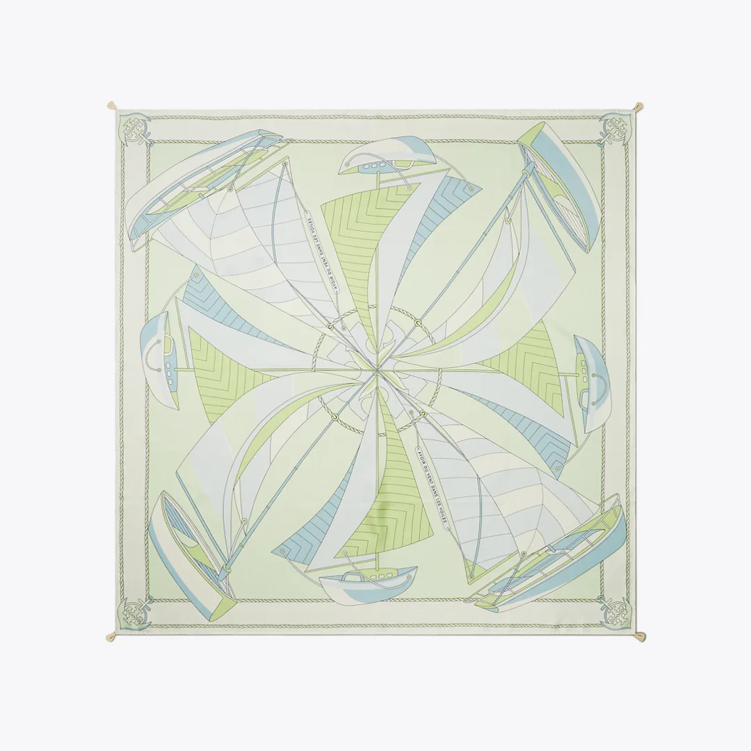 Sailboat Spiral Silk Square Scarf