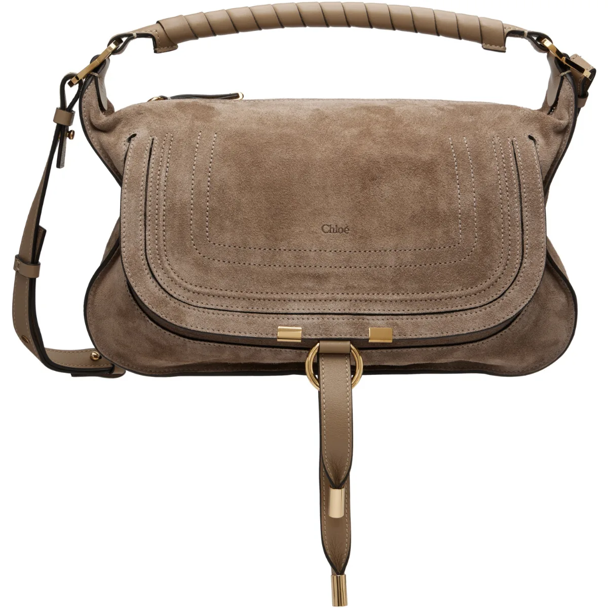 Suede Leather Small Marcie Shoulder Bag