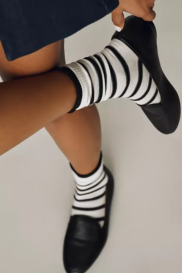 Double Cuff Stripe Socks by By Anthropologie