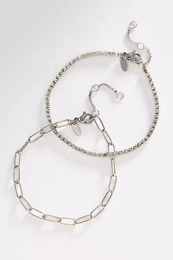 Water-Resistant Tennis Bracelets, Set of 2