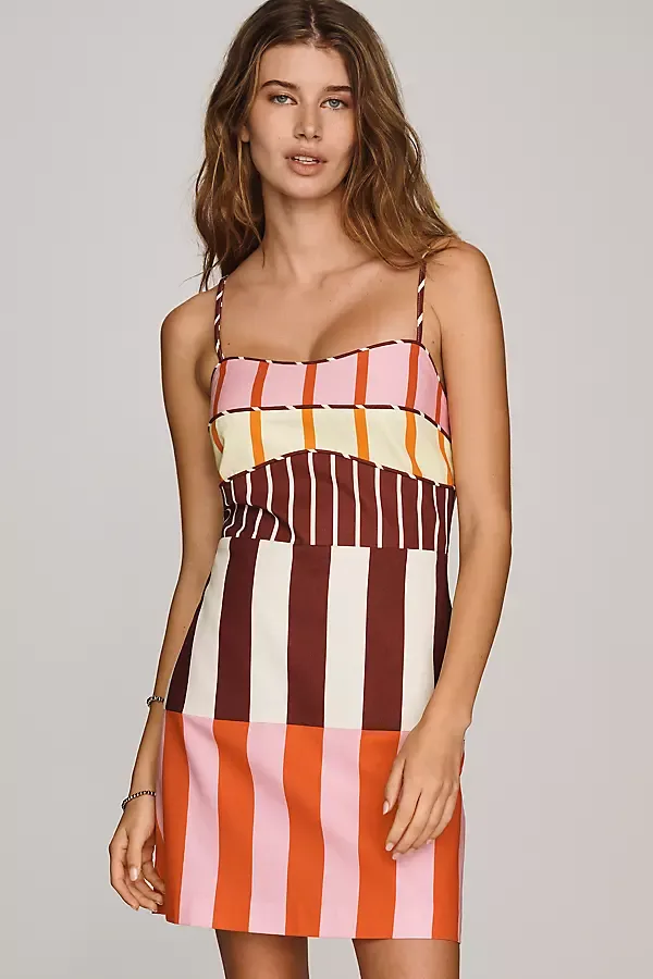 100% Cotton Mixed-Print Mini Dress