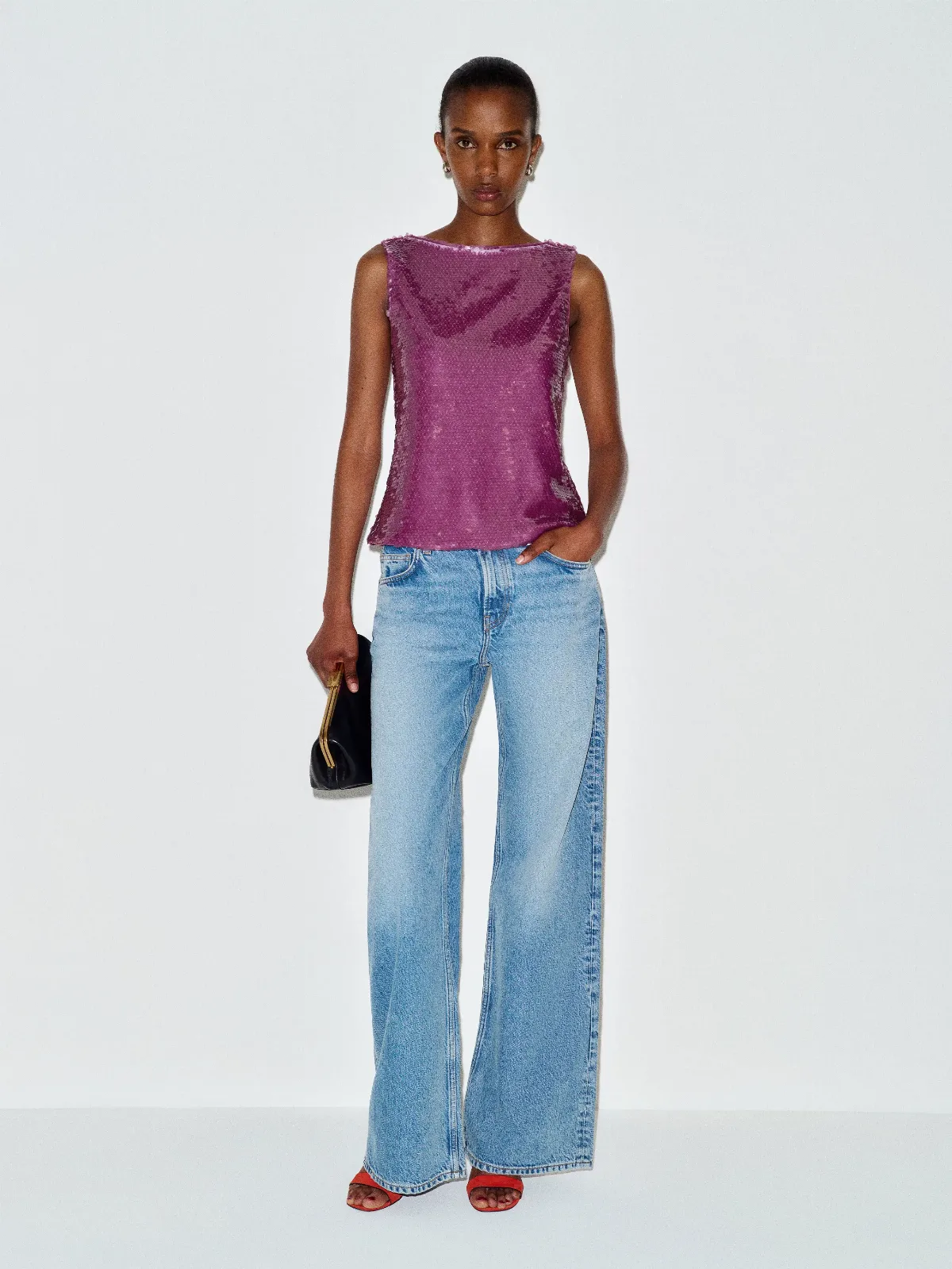 Lisa Knit Top Purple Sequin