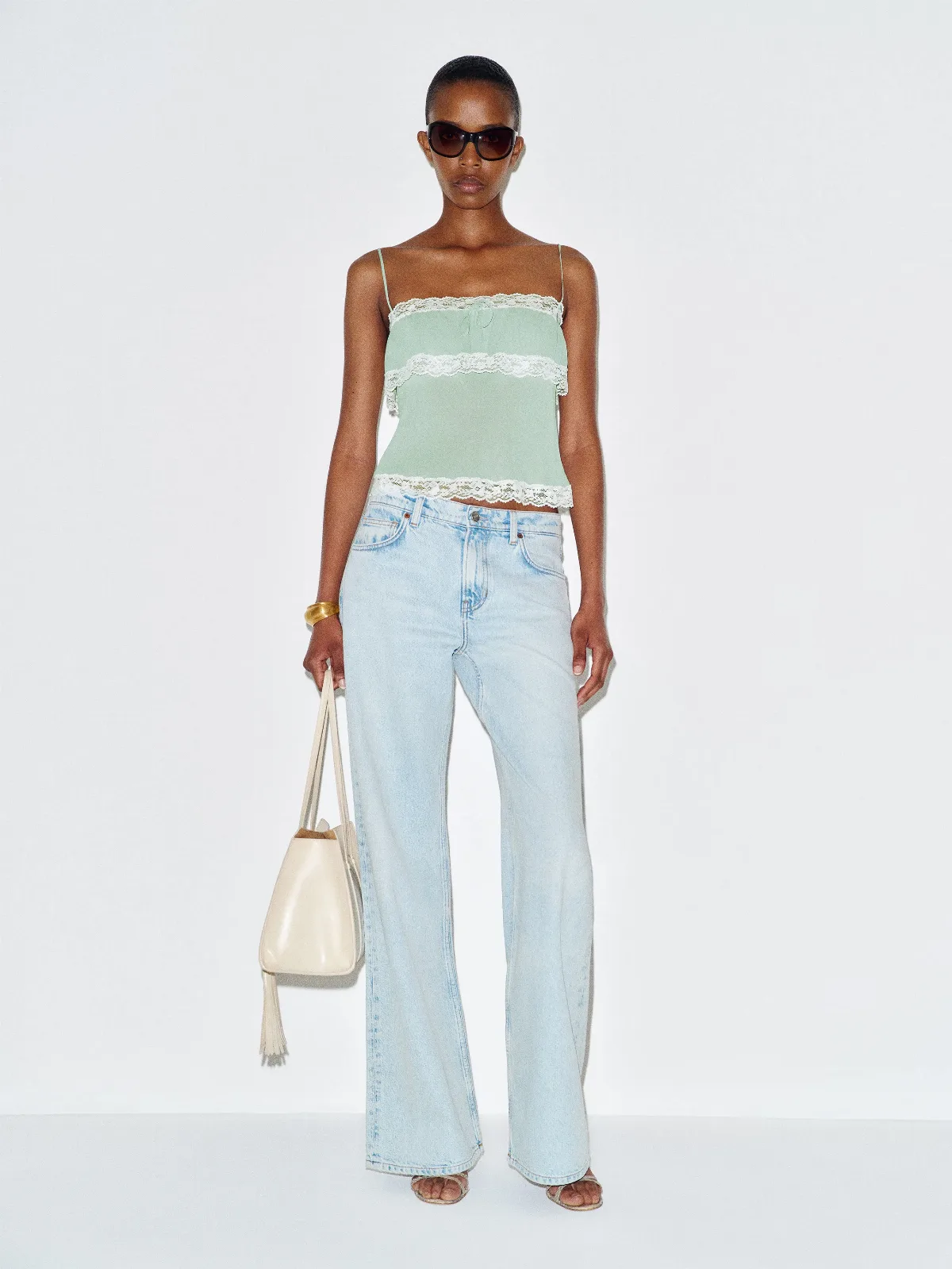 Masiey Top Green Lace