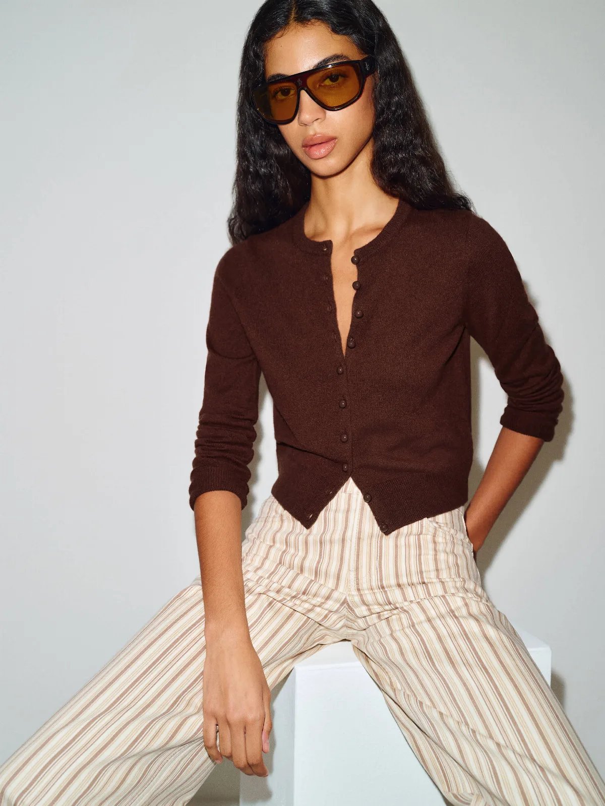 Caspia Cashmere Cropped Cardigan