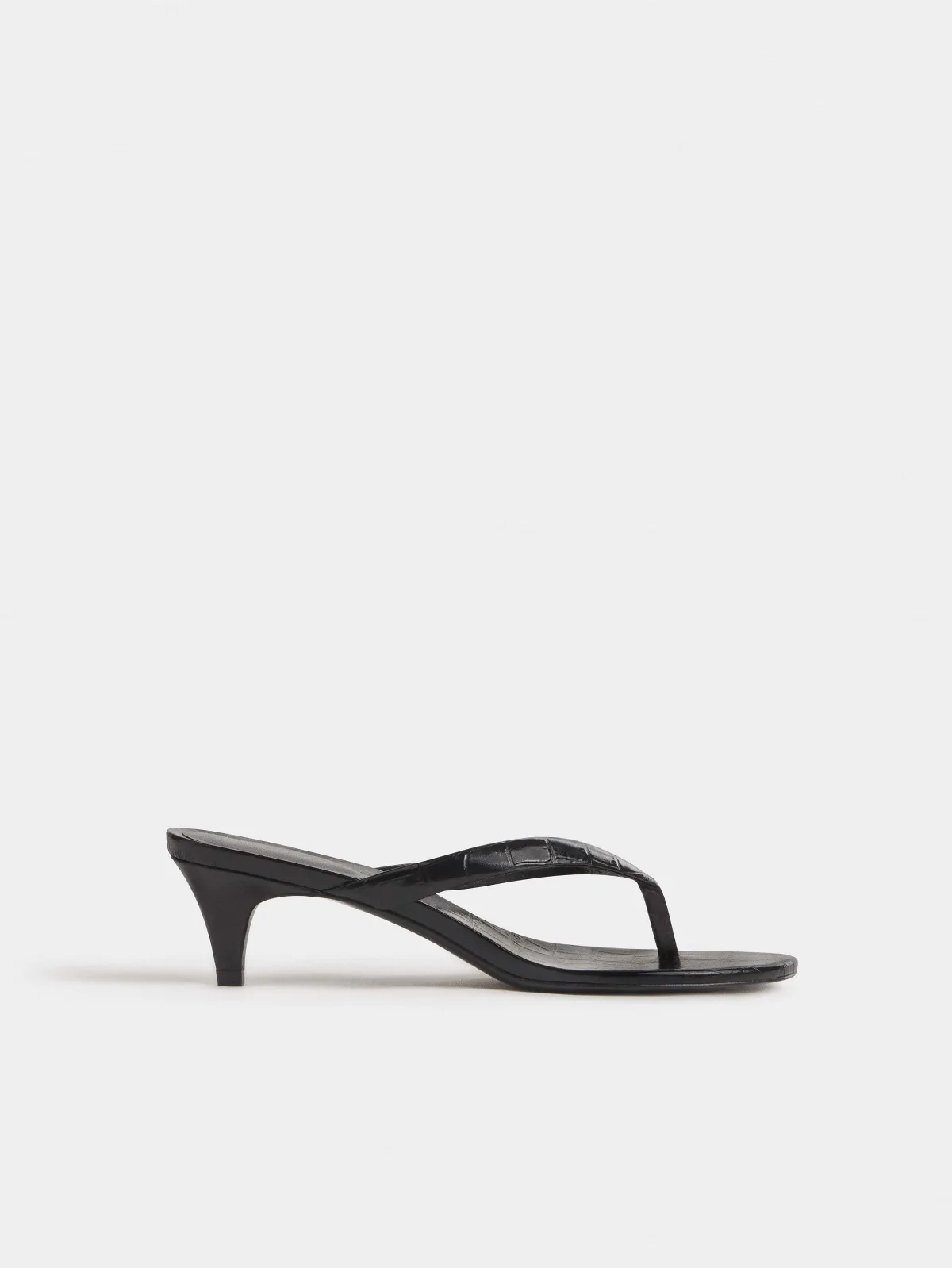 Amelia Heeled Thong Black Croc