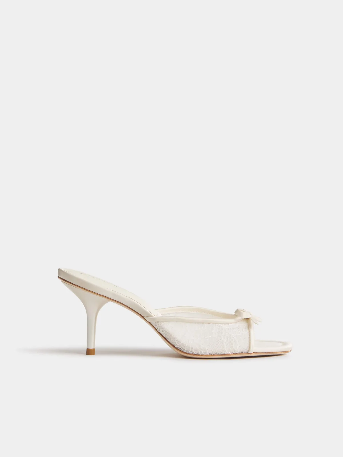 Clementine Heeled Mule Sandal Ivory Lace