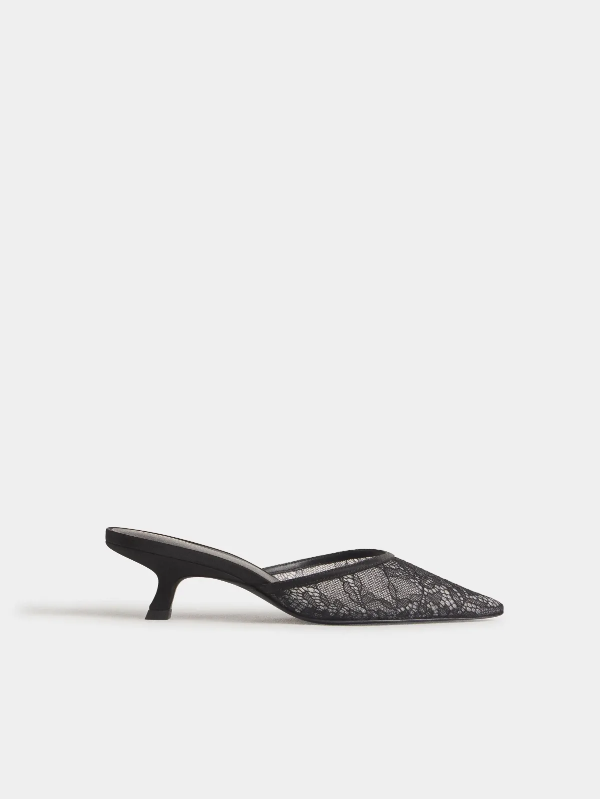 Wilda Kitten Mule Black Lace