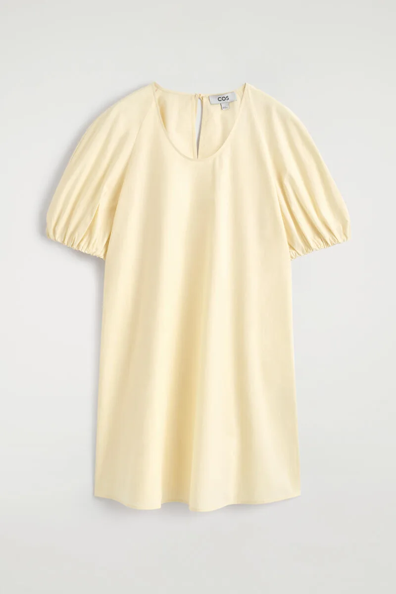 Puff-Sleeve Cotton Mini Dress