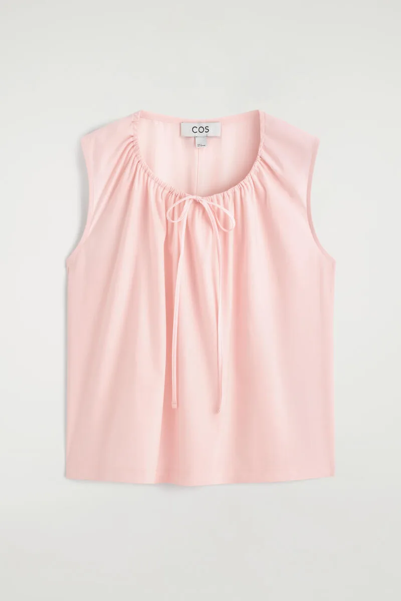 Gathered-Neck Jersey Tank Top by COS