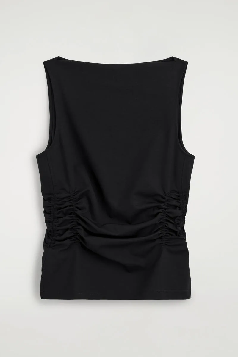 Ruched-Waist Cotton-Jersey Tank Top