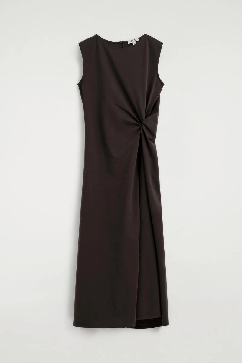 Twist-Detail Jersey Midi Dress