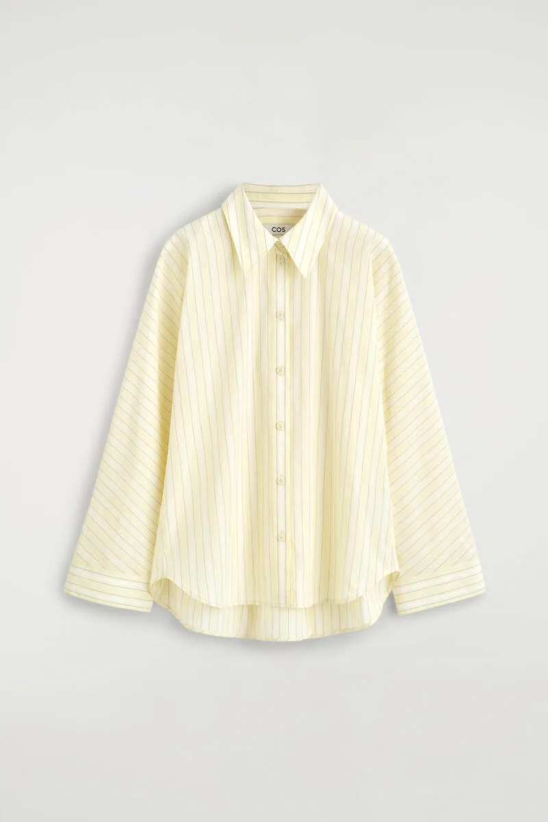 Pleated Striped Cotton Shirt