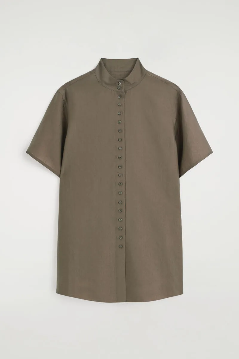 Fluid High-Collar Shirt