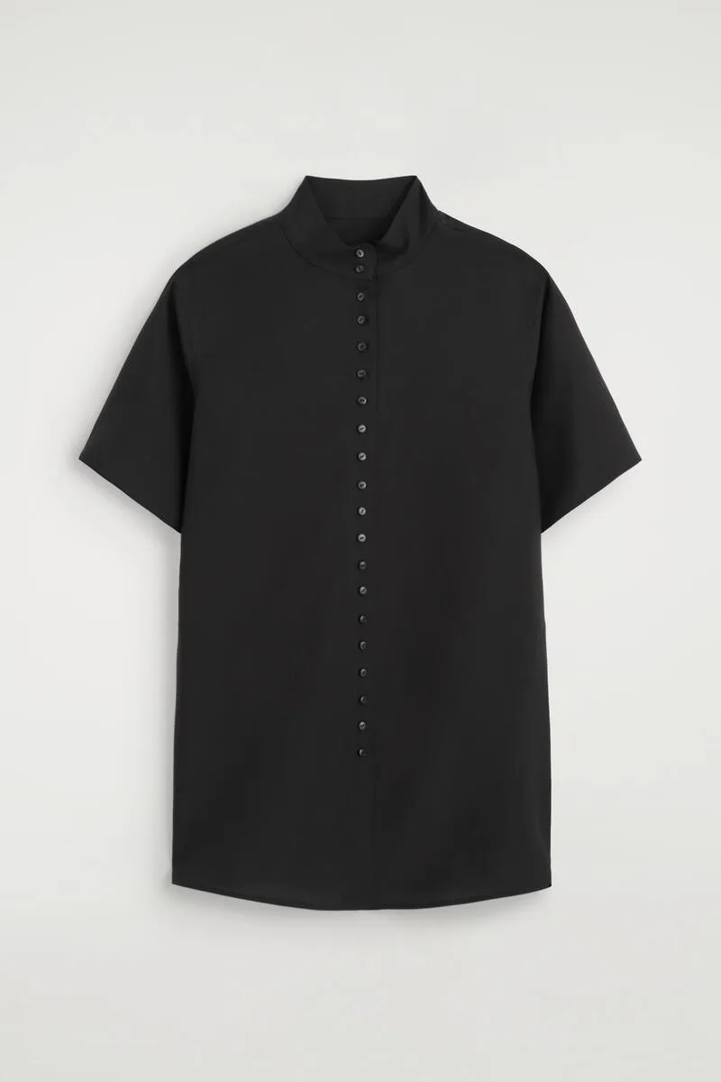 Fluid High-Collar Shirt