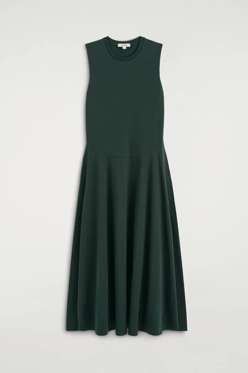 Sculptural Cotton-Jersey Midi Dress