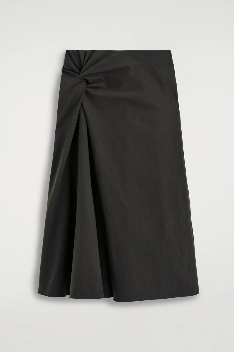 Twist-Detail Jersey Midi Skirt
