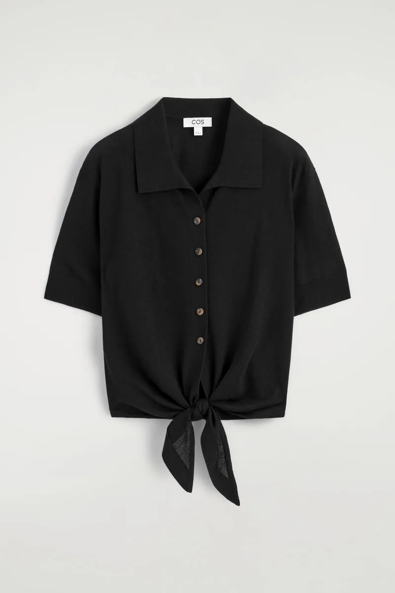 Tie-Front Knitted Wool Shirt by COS