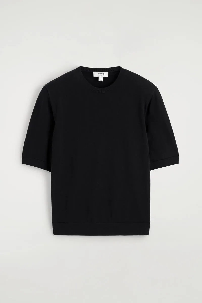 Sculpted-Shoulder Silk-Cotton T-Shirt