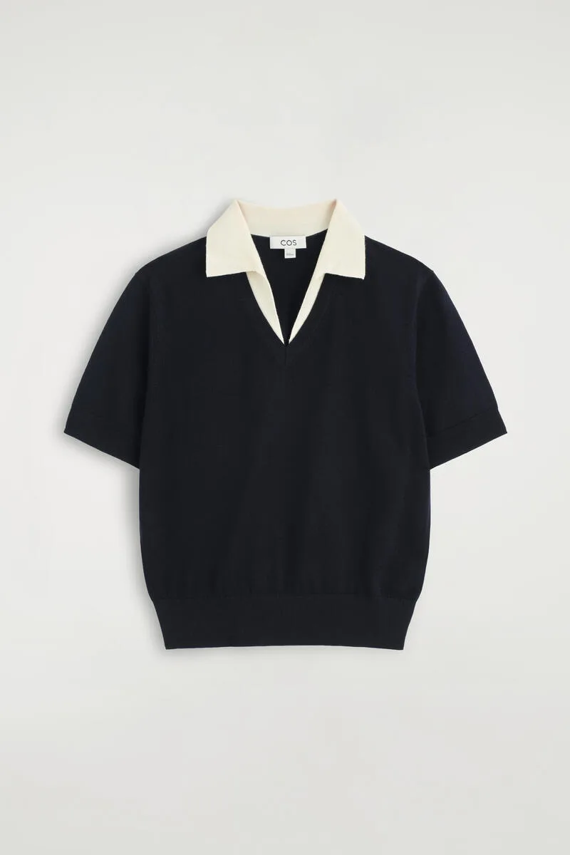 Merino Wool Layered Polo Shirt