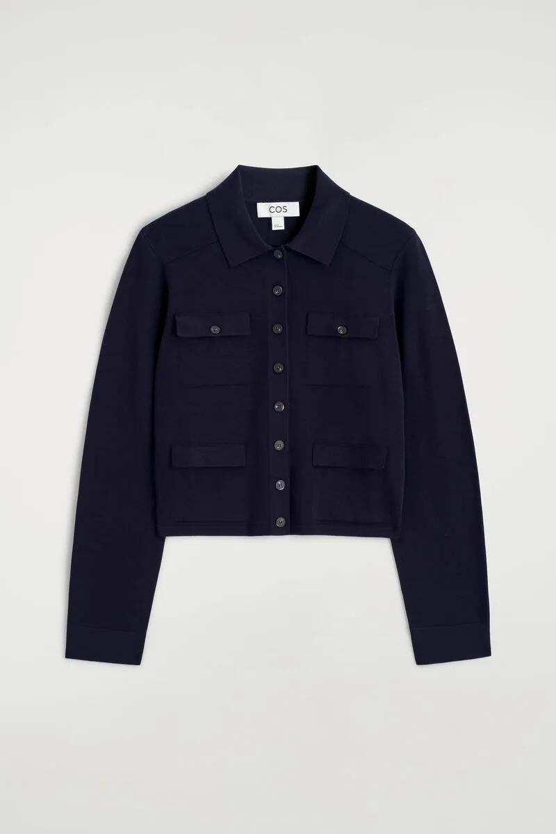 Pocket-Detail Knitted Cotton Cardigan