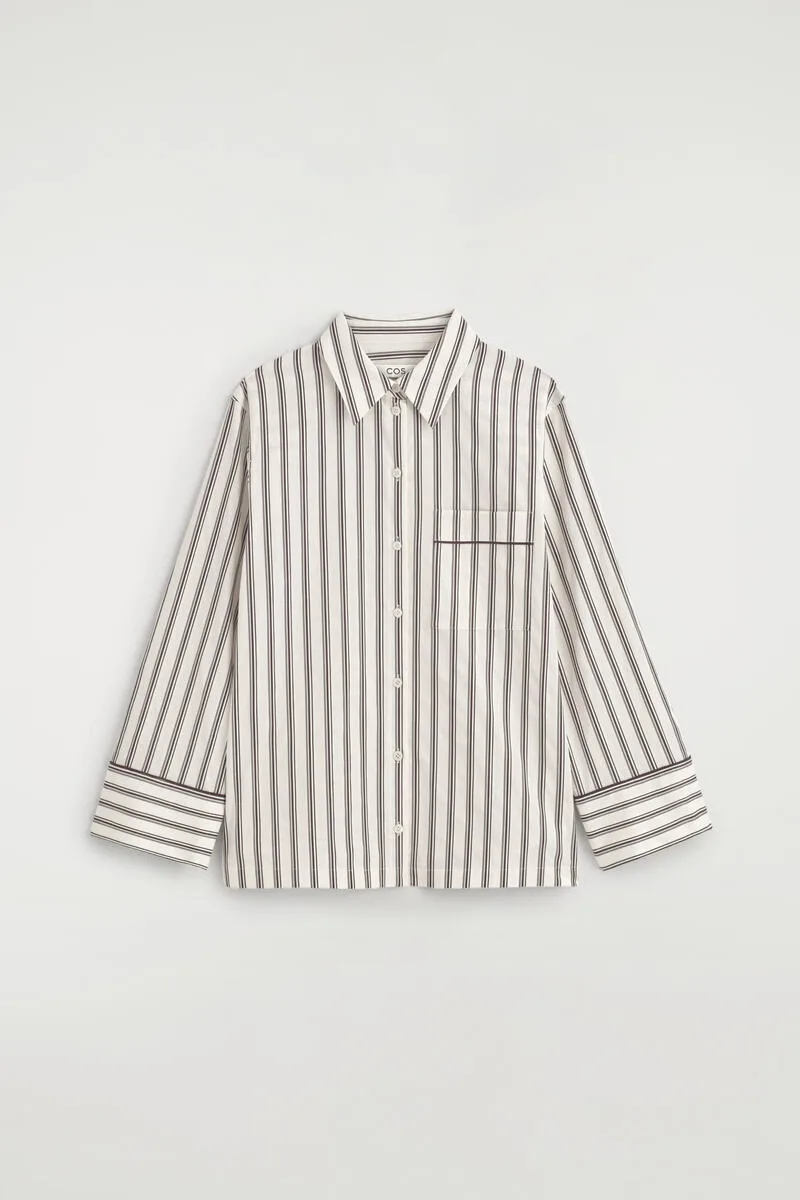 Piped Striped Cotton Shirt