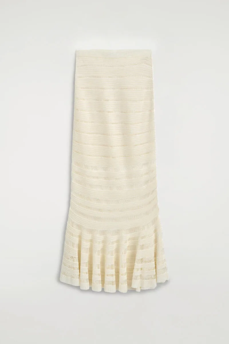 Ladder-Stitch Knitted Midi Skirt