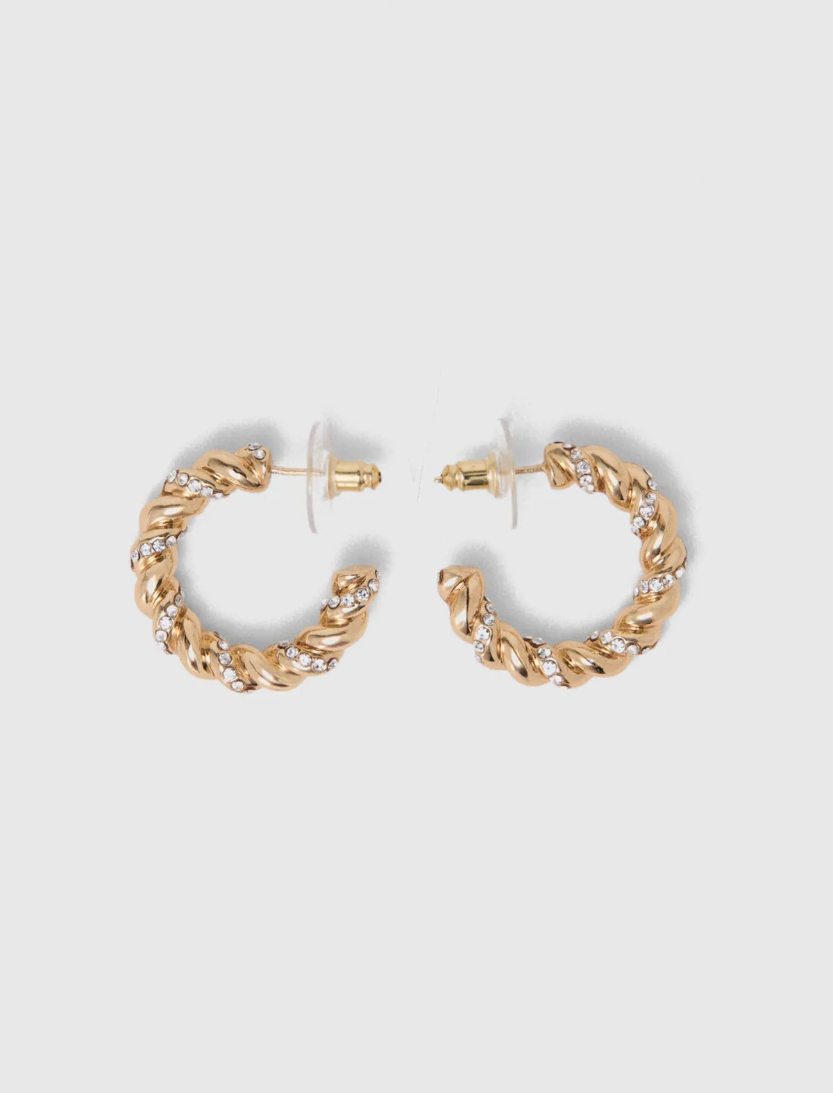 Twisted Rhinestone Hoop Earrings