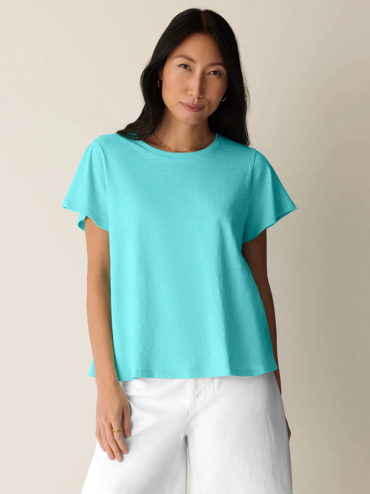 Organic Cotton Slubby Jersey Crew Neck Tee by EILEEN FISHER