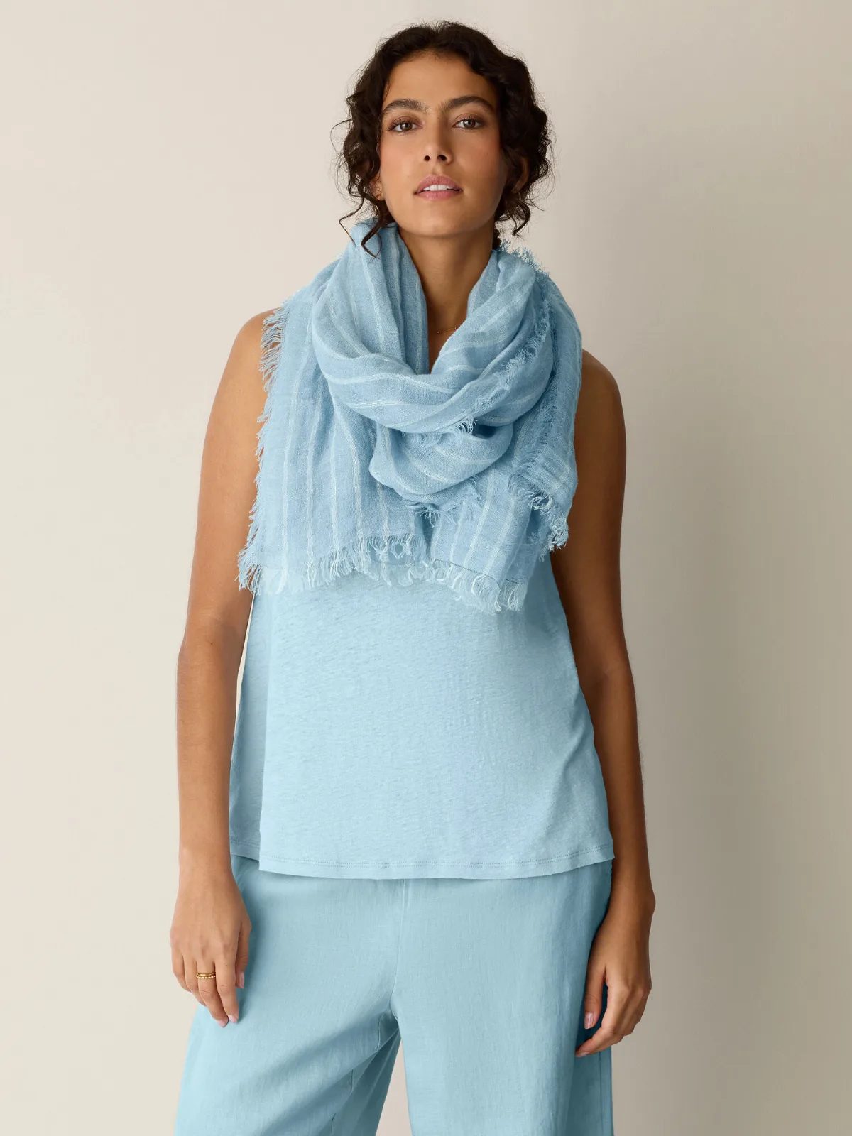 Striped Organic Linen Scarf