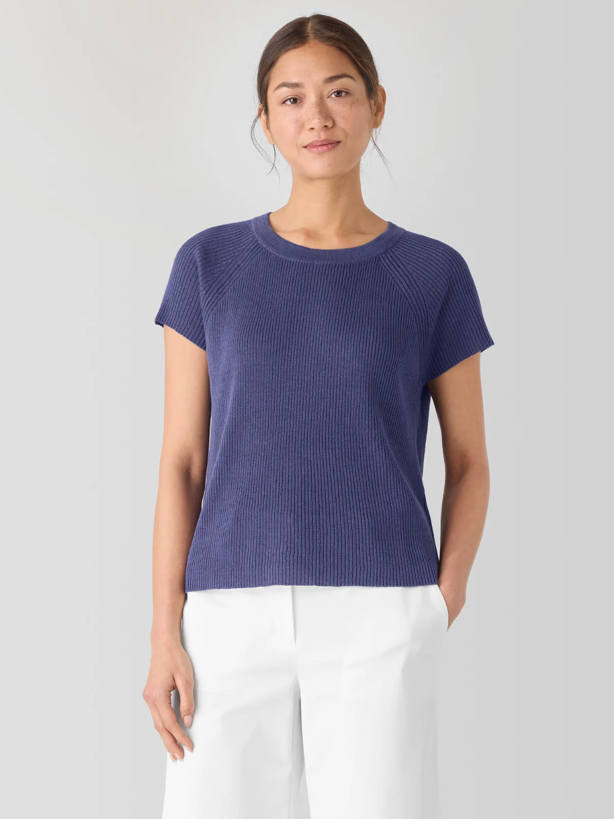Organic Linen Cotton Jewel Neck Top