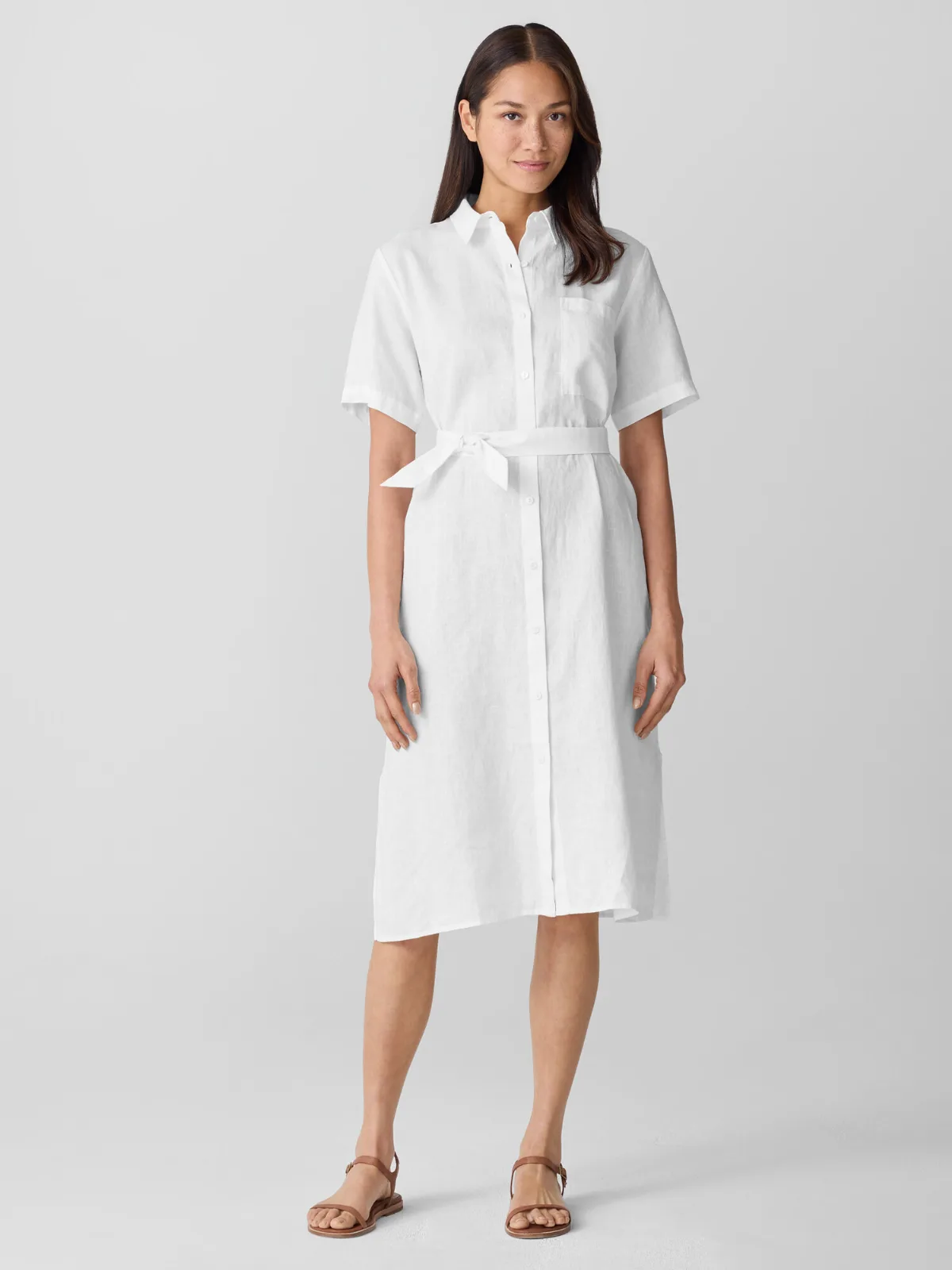 Organic Linen Classic Collar Shirtdress