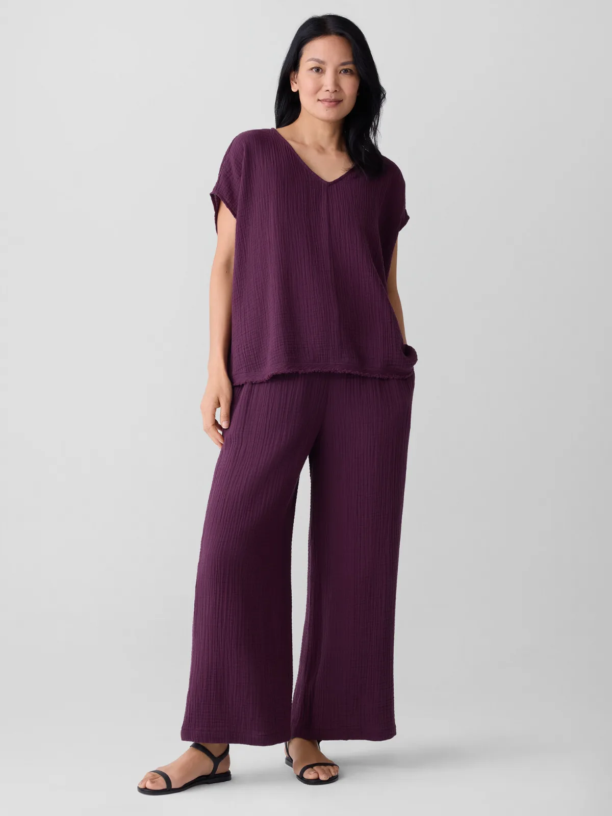 Organic Cotton Lofty Gauze Wide-Leg Pant by EILEEN FISHER