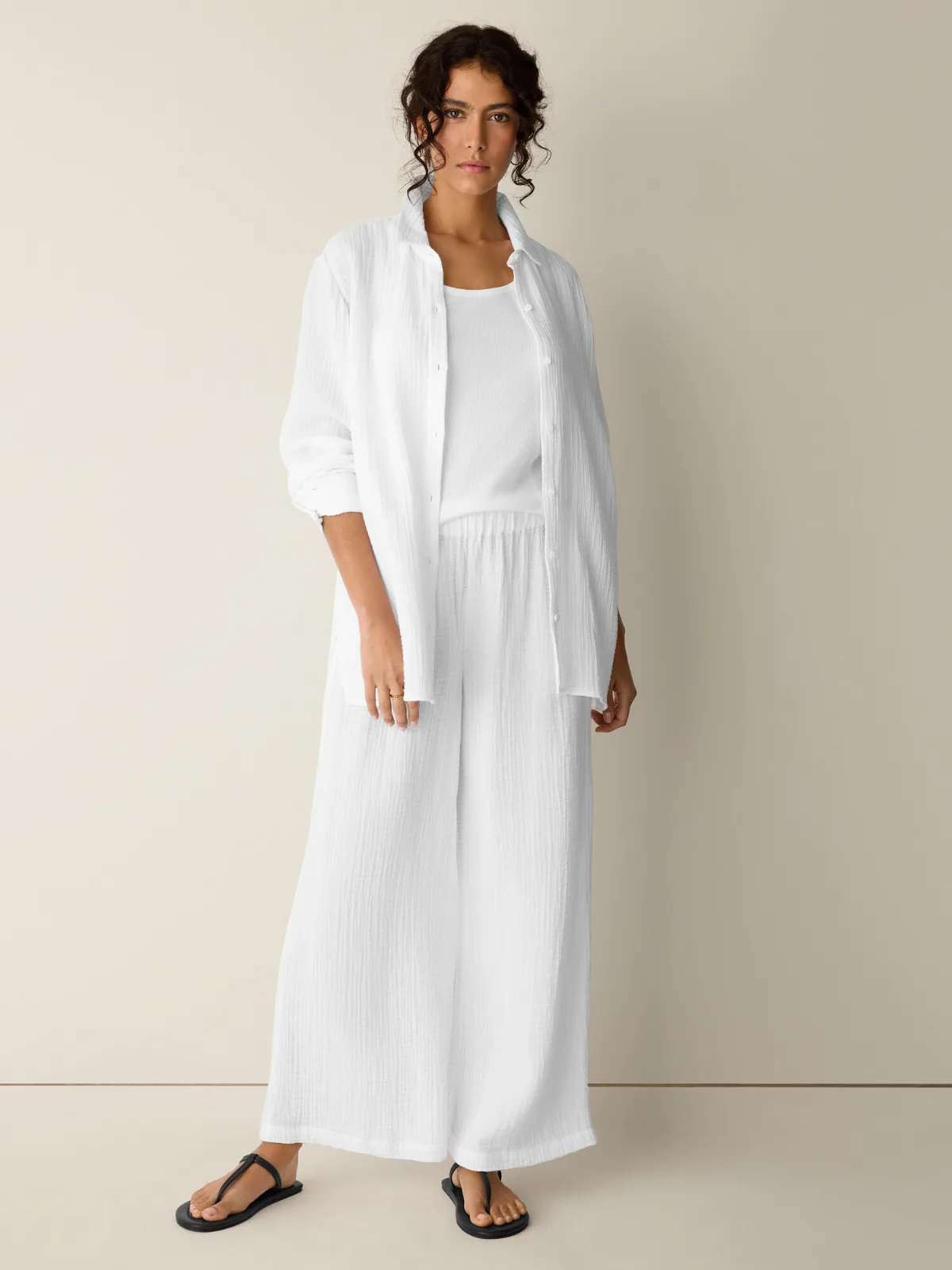 Organic Cotton Lofty Gauze Wide-Leg Pant