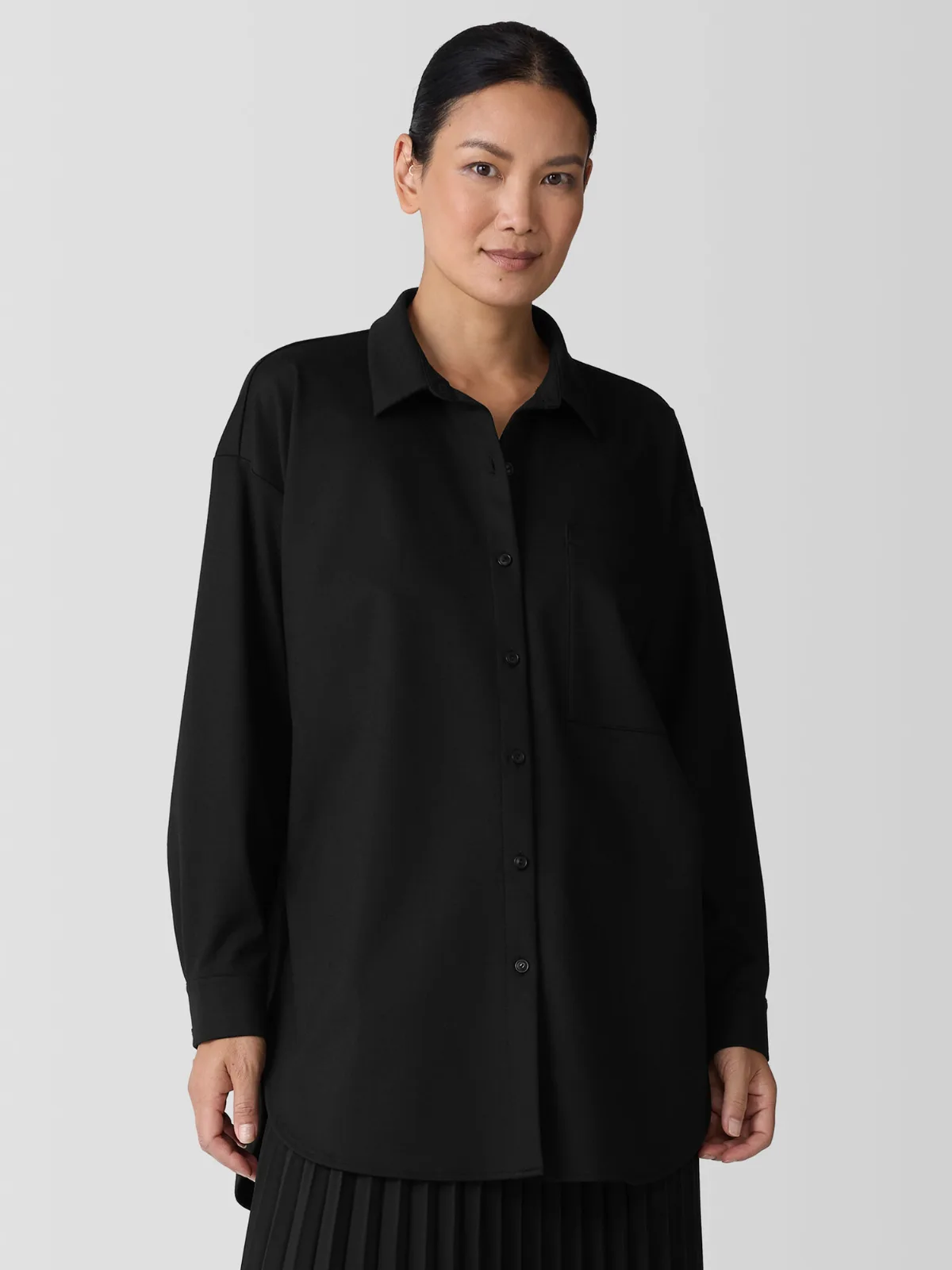 Lightweight Ponte Classic Collar Long Shirt