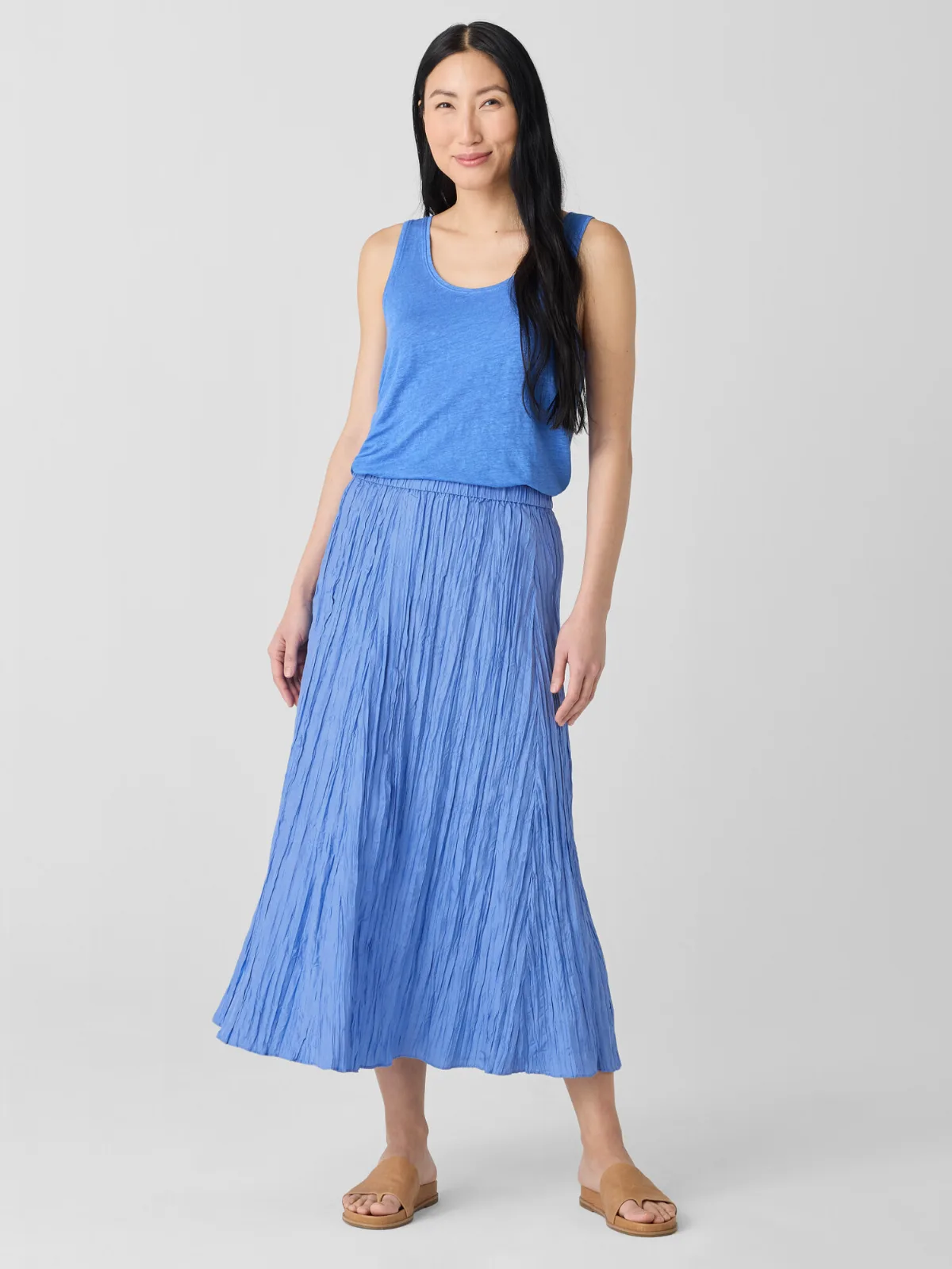 Crushed Silk Flared Skirt