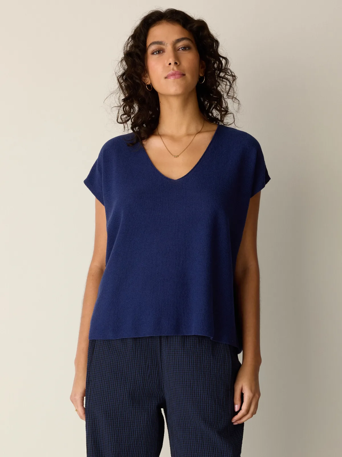 Organic Linen Cotton V-Neck Top