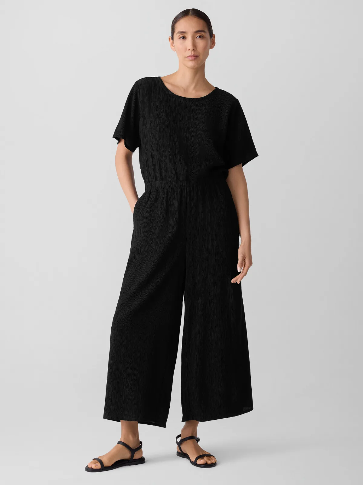 Woven Plisse Jumpsuit