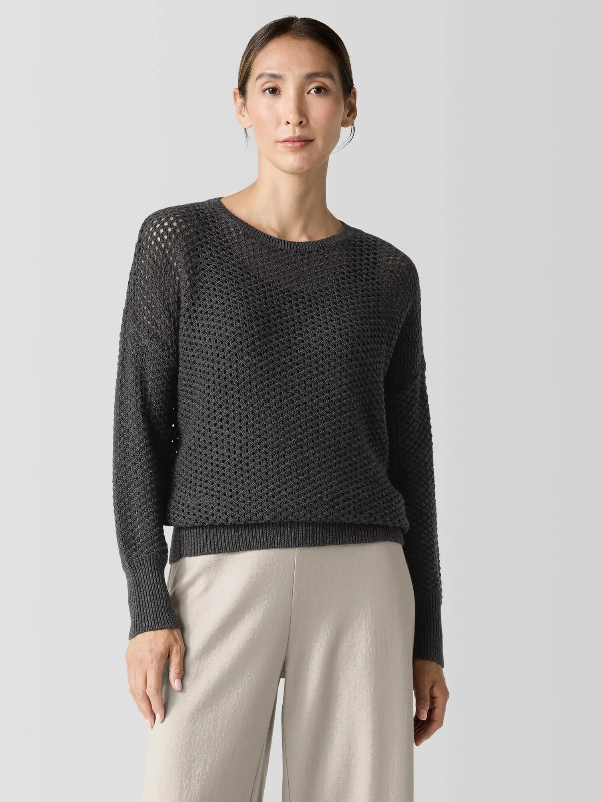 Merino Crew Neck Top in Regenerative Wool by EILEEN FISHER