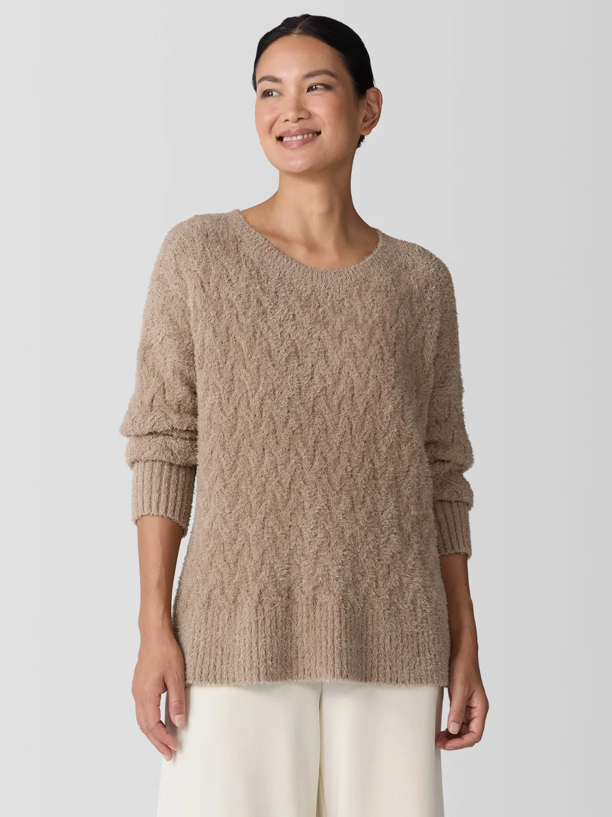 Fringed Organic Cotton Crew Neck Top