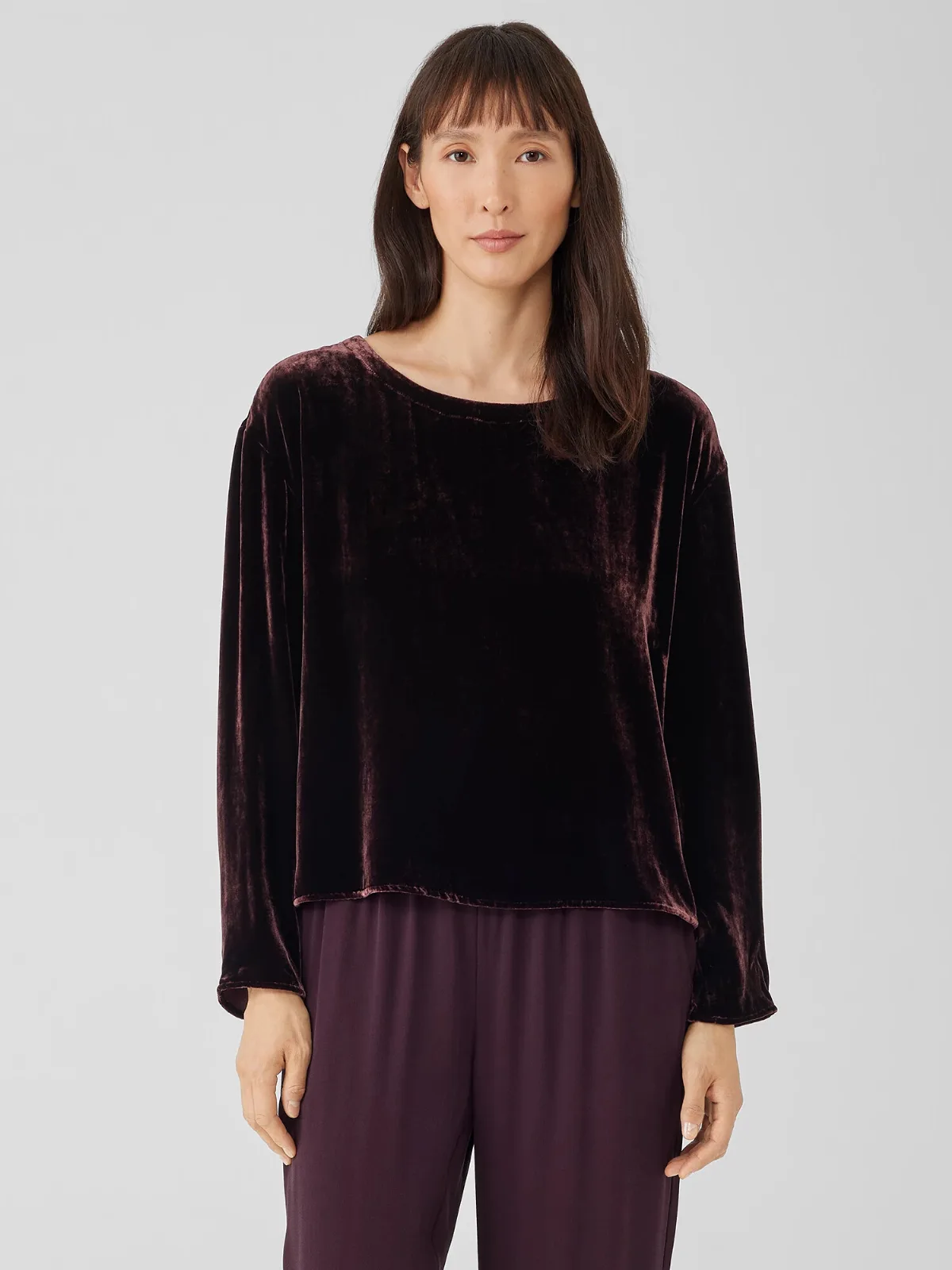 Velvet Ballet Neck Box-Top by EILEEN FISHER