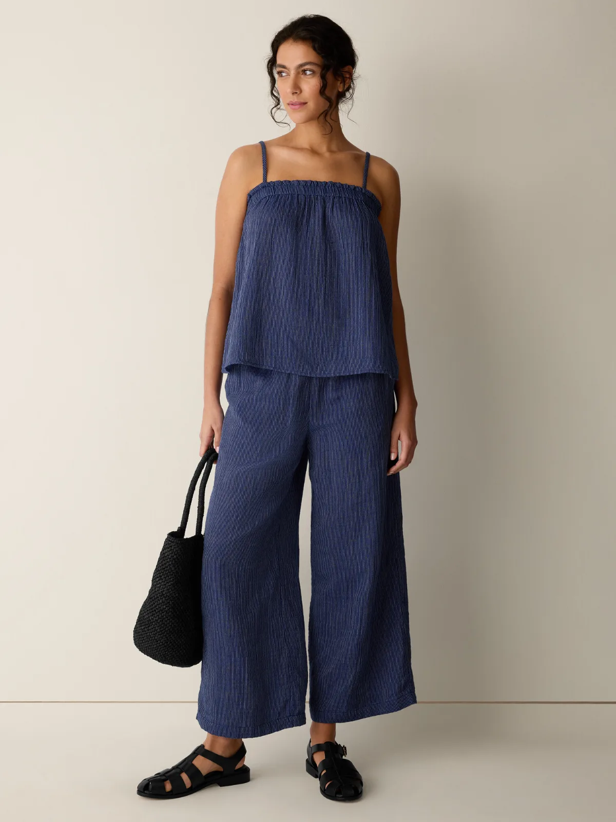 Striped Organic Cotton Gauze Cami by EILEEN FISHER