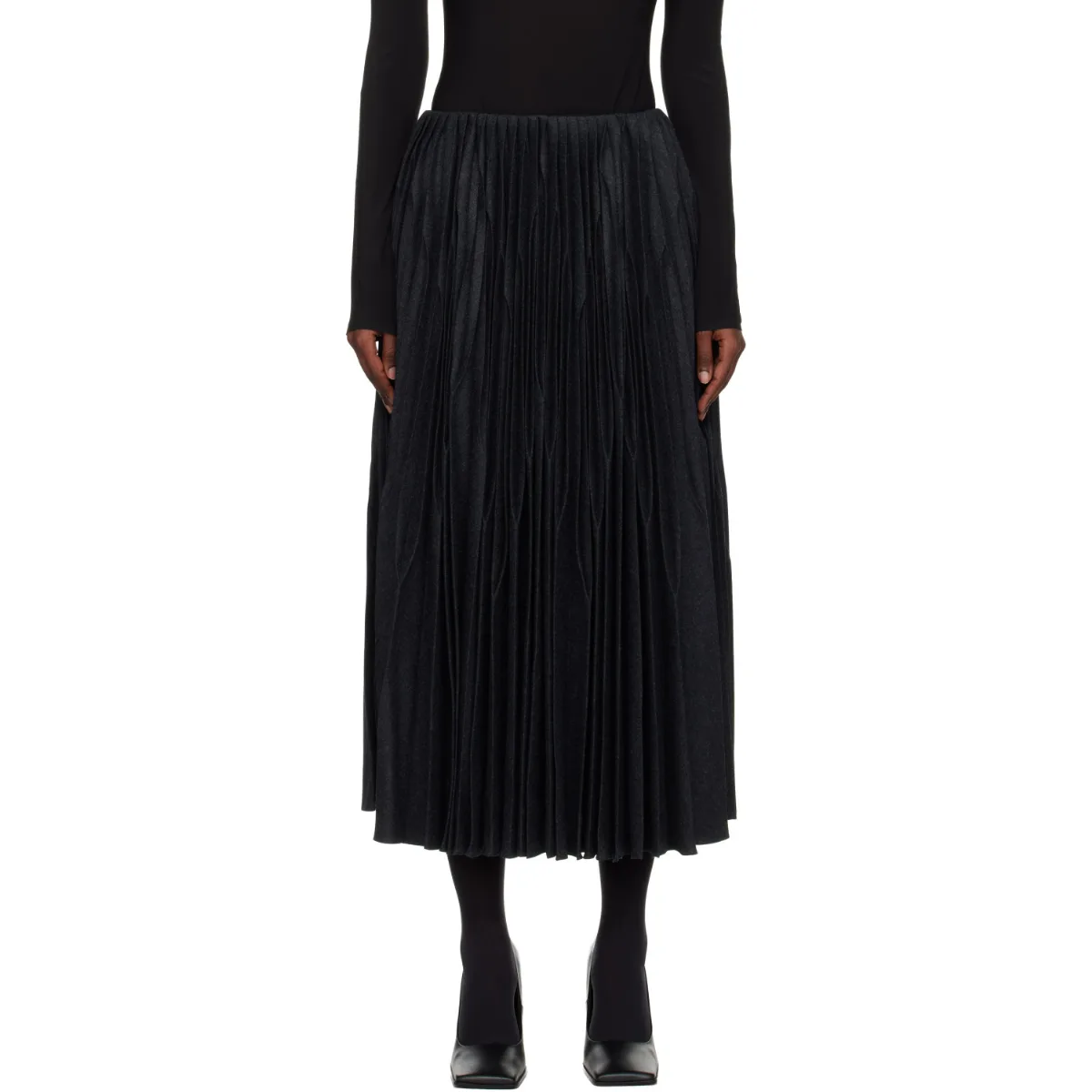 Flannel Pleated Midi Skirt
