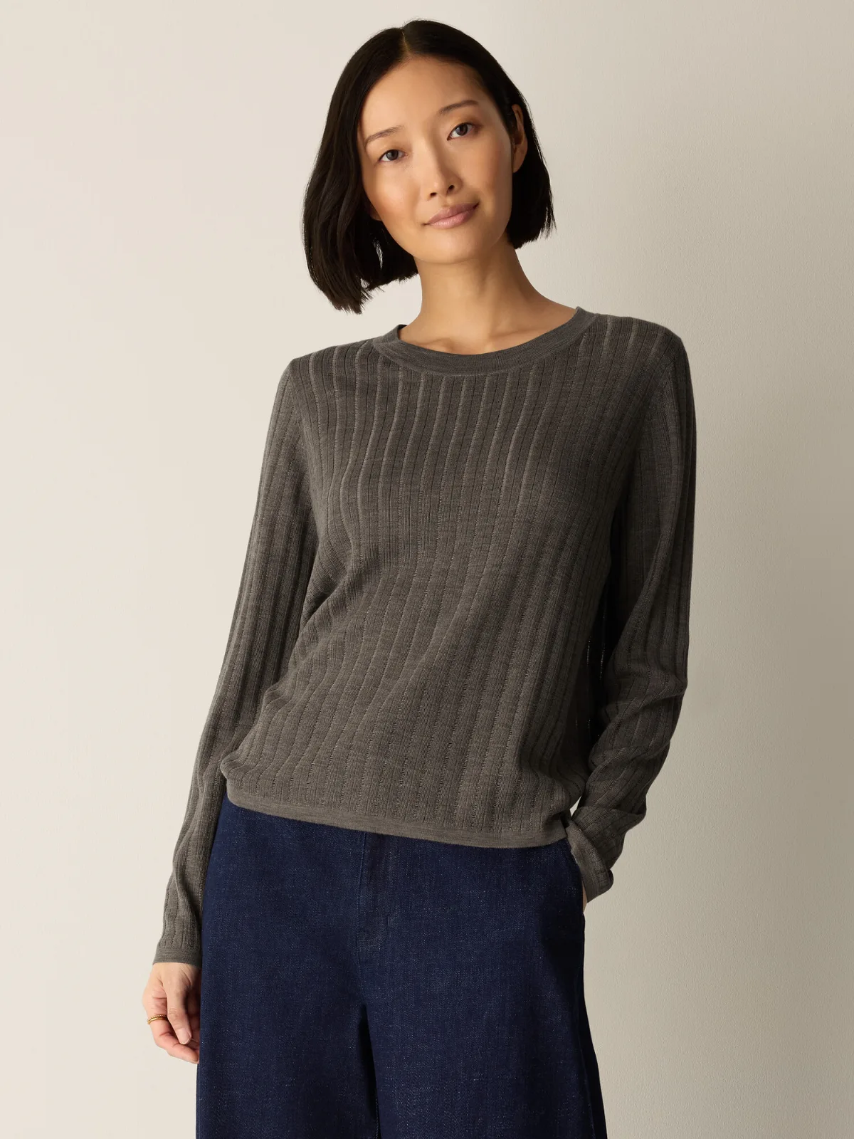 Superfine Merino Crew Neck Top in Regenerative Wool