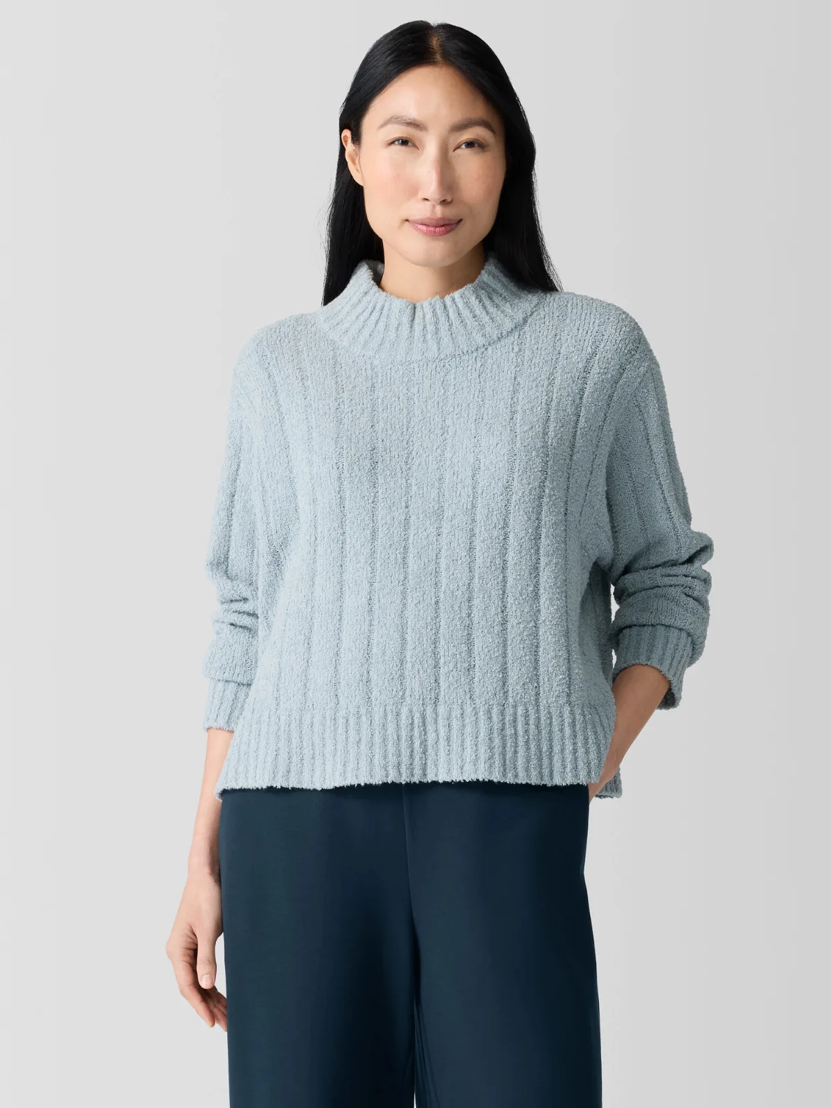 Cotton Fluff Rib Turtleneck Top