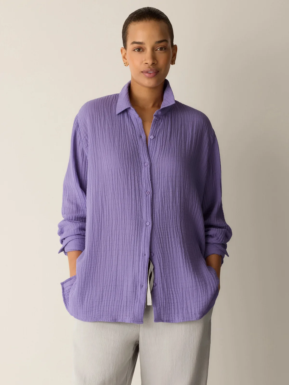 Organic Cotton Lofty Gauze Classic Collar Shirt