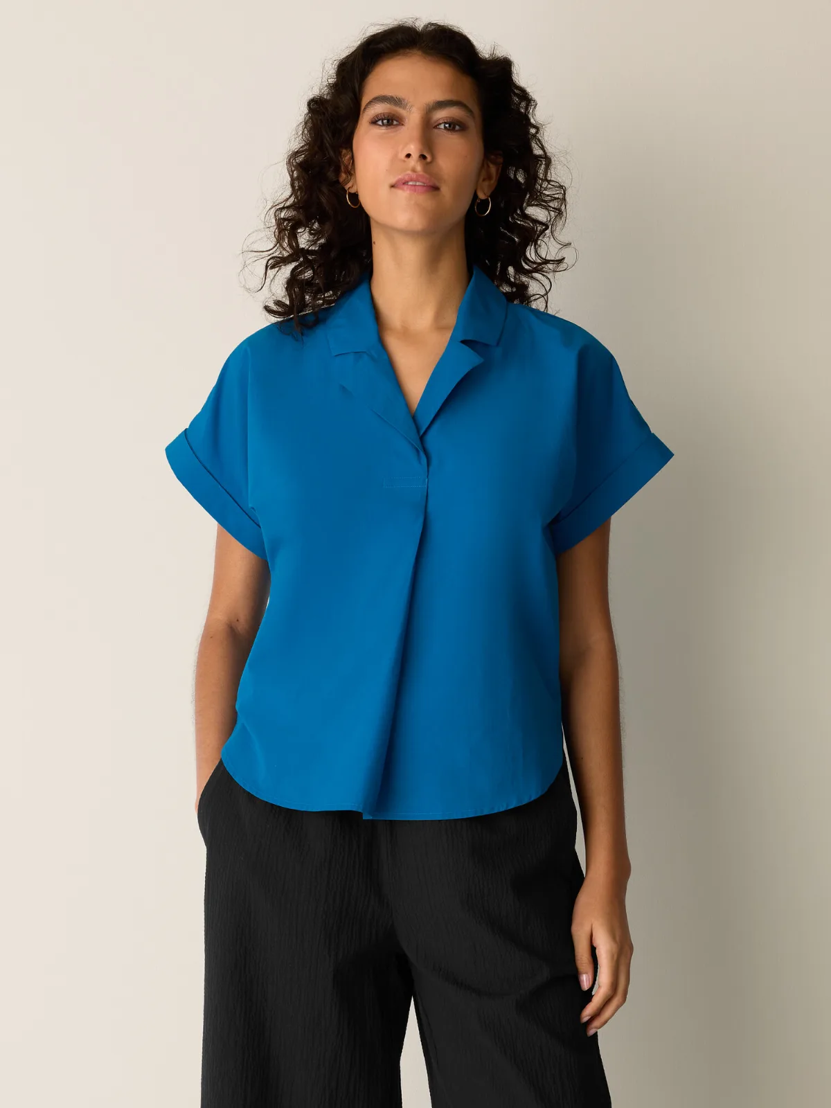 Organic Cotton Poplin Notch Collar Shirt