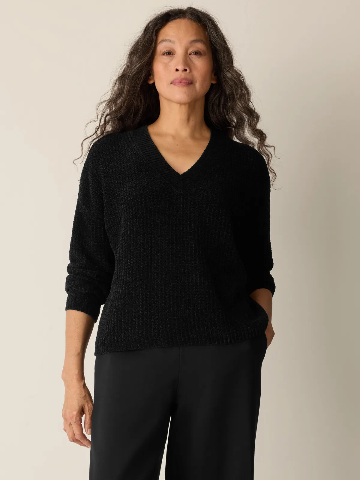 Chenille Blend V-Neck Top