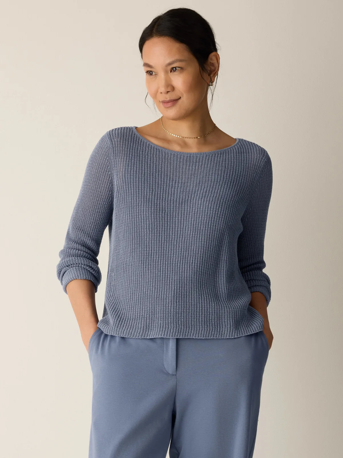 Cotton Silk Cord Ballet Neck Top