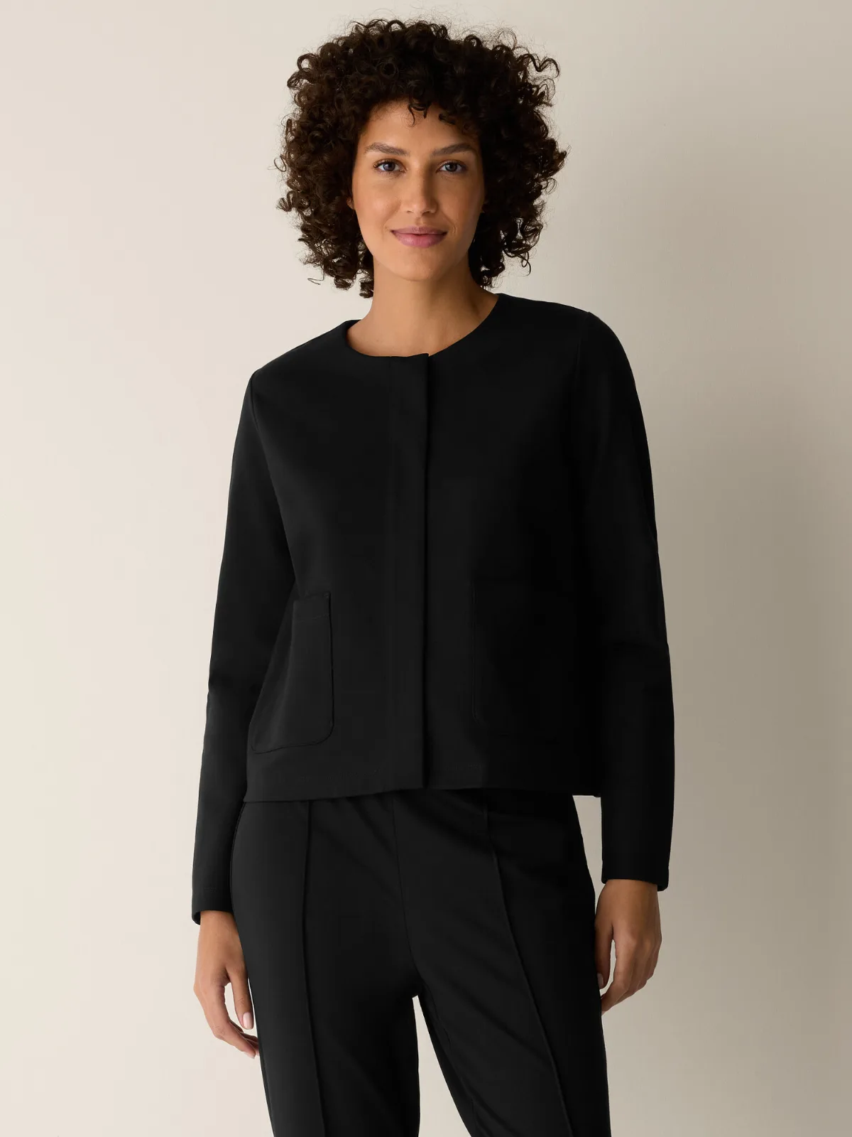 Washable Flex Ponte Round Neck Jacket